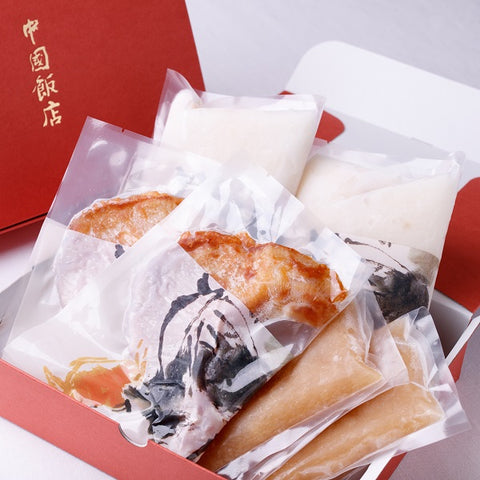 【受注生産】中国飯店 焼きフカヒレの上湯ソースとアワビのお粥のセット(4人前)