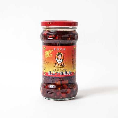 老干媽 辣三丁油辣椒 三種具入りラー油/老干妈 辣三丁油辣椒280g