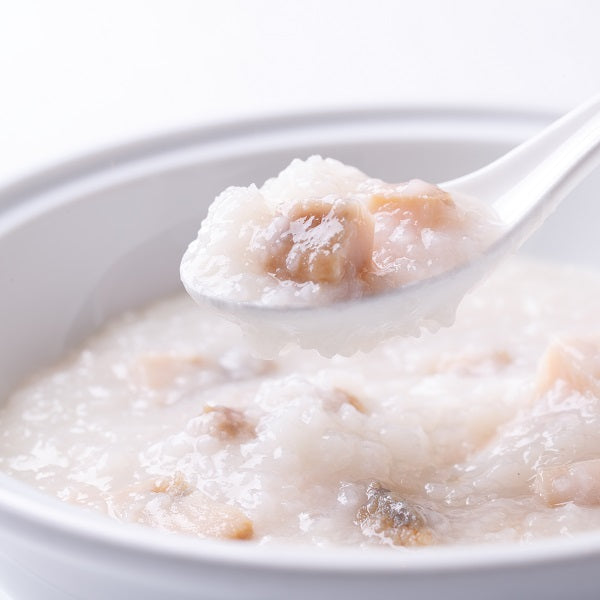 【受注生産】中国飯店 焼きフカヒレの上湯ソースとアワビのお粥のセット（４人前）